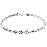 Savlano 925 Sterling Silver Rope Chain Bracelet For Women & Men - Made in Italy Comes With a Gift Box