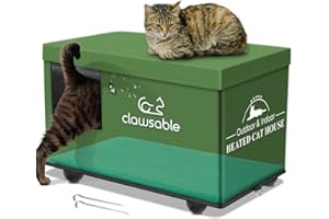 Clawsable Indestructible Outdoor Cat House for Cats in Winter & Summer, Extremely Waterproof, Insulated & Elevated Outside Feral Cat House Shelter for Stray Barn Cat (Elevated, Medium Cuboid)