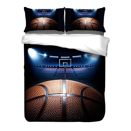Homebed 3d Sports Basketball Bedding Set For Teen Boys Duvet Cover Sets With Pillowcases Queen Size 3pcs 1 Duvet Cover 2 Pillow Shams Bedding Sets Collections Kids Home Store