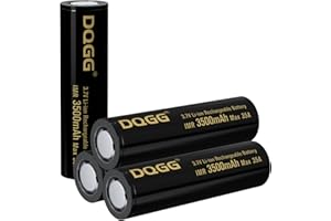 PAOWANG 18650 Rechargeable Battery 3500mAh 3.7Volt Flat Top 4 Pack 18650 Li-ion Batteries for Headlamps Flashlight