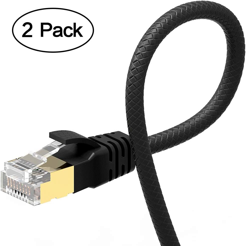 VANDESAIL CAT 7A Ethernet Cable 4m 2 Pack High Speed STP RJ45 Gigabit Network Cable with Gold Plated Connector for Switch/Router/Modem/Patch Panel (Black)