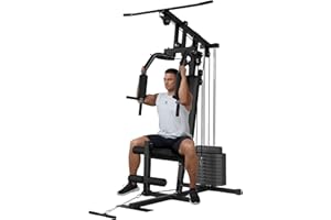 HARMONYHEALTH Home Gym Equipment, Multifunctional Home Gym Machine, Workout Station with Weight Stack Machine, Exercise Equipment for Full Body Traning with Pulley System
