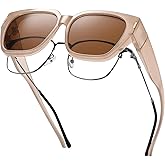 HAOLOTA Polarized Fit Over Glasses Sunglasses for Women Men Trendy Square Wrap Around Shades UV Protection