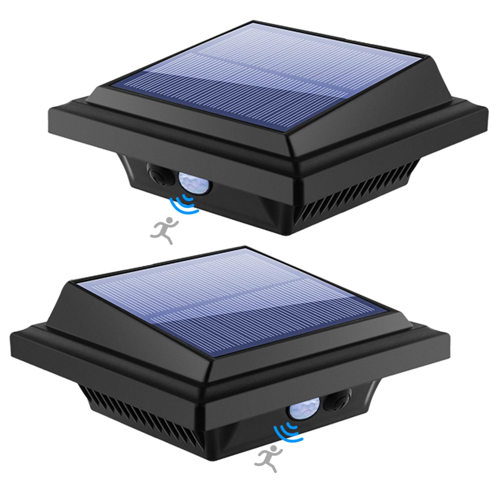 KEENZO Solar Lights Outdoor, 25 LED 500LM Motion Sensor Solar Lights for Garden Fence Gutter, IP65 Waterproof, Wireless Decorative Solar Powered Wall Security Light (Cold White Light, 2 Packs)