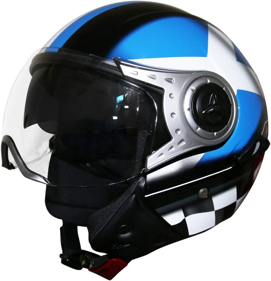 Leopard LEO-612 DOUBLE SUN VISOR Open Face Scooter Motorbike Motorcycle Helmet - Scotland L (59-60cm)