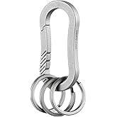 KEEPO LINK Titanium Small Carabiner Clip with 3 Rings for EDC, OLM05 | Quick Release Keychain Key Ring Holder for Everyday Carry, Tool Organizer Snap Hook with Split Rings
