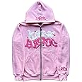 ZENMANCHEN Y2k Hoodies Puff Print Hoodie Grunge Graphic Zip Up Hoodies Y2k Jacket Hip Hop Streetwear Aesthetic Sweatshirts