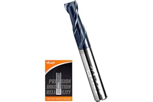A ACT ACCU-CUT ACCUCUT I2KES 2 Flute 3/8” Carbide Square End Mill - Milling Bit Set for Aluminum, Steel, Copper, Plastic & Alloys - 35 Degree Helix, AlTiN Coating CNC Router Bit