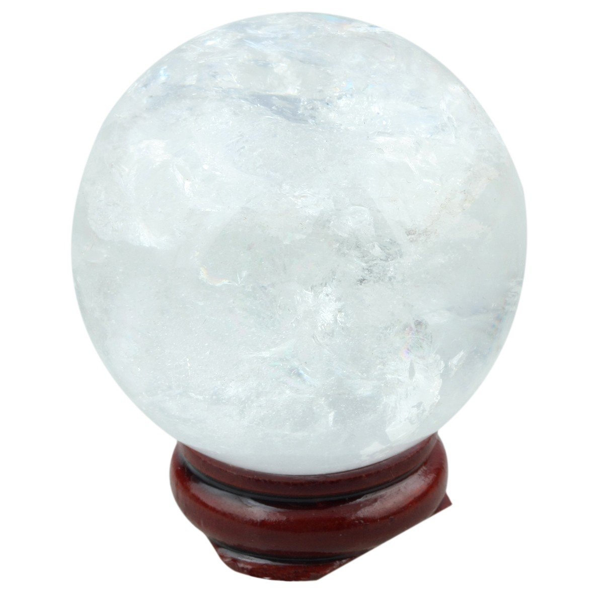 mookaitedecor 40-45mm Natural Clear Quartz Crystal Ball with Wooden Stand for Fortune Telling, Healing Crystal Sphere Quartz Stone Ball Feng Shui Decoration for Meditation Divination Good Luck