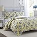 Laura Ashley - Twin Quilt Set, Reversible Cotton Bedding with Matching Sham, Lightweight Home Decor for All Seasons (Linley Yellow, Twin)
