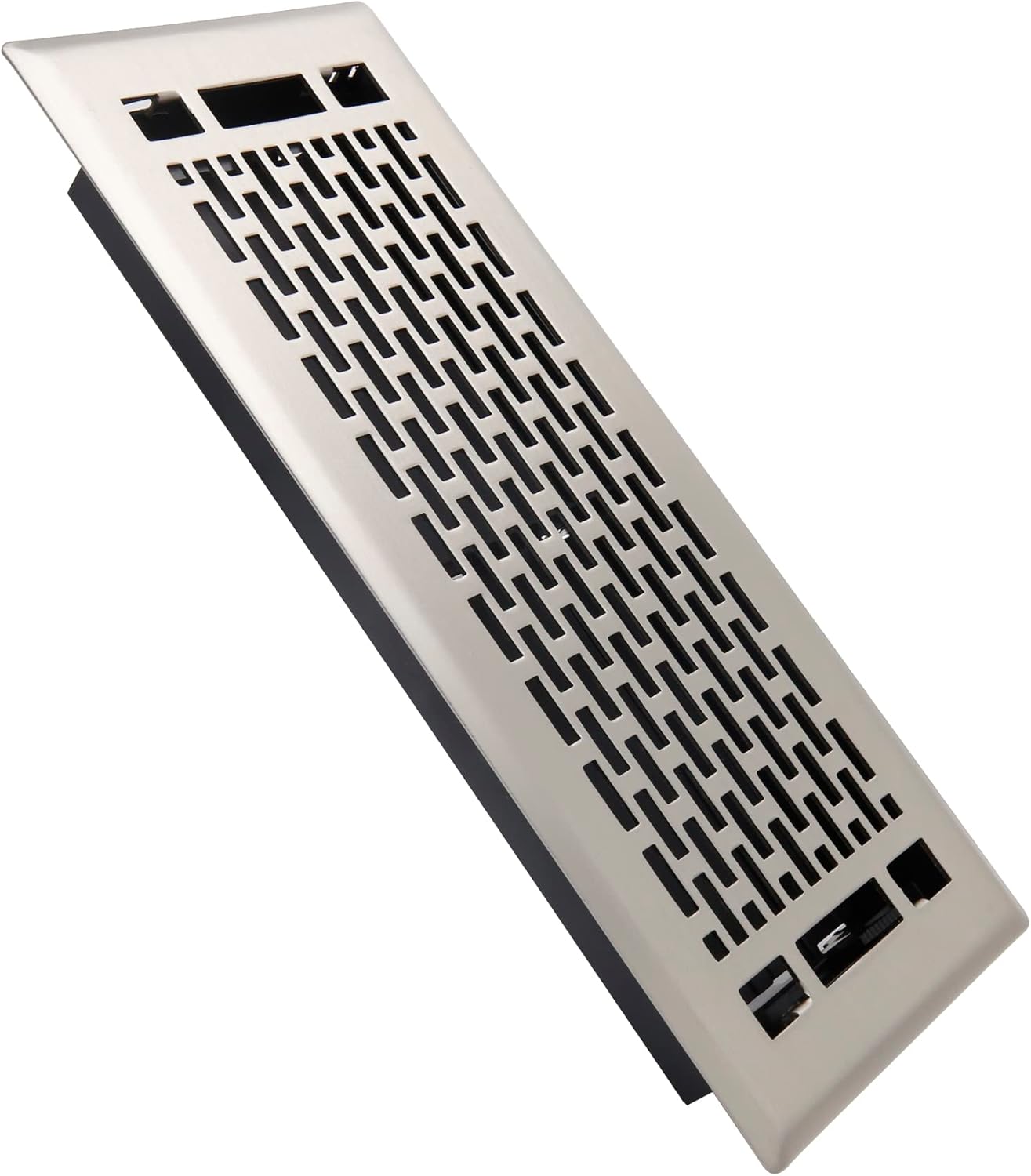 Registers, Grilles & Vents - SANYCASA Floor Register Heavy Duty Walkable Floor Register Easy Adjust Air Flow Floor Vents - Modernism Design - 4x12 Inches - Satin Nickel - Vent Cover for Home Floor