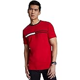 Tommy Hilfiger Men's Regular Fit Flag Embroidered Crew Neck T-Shirt, PrimRed, M