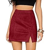 Mulisky Skirts for Women, Faux Suede High Waist Side Split Zipper Mini Skirts