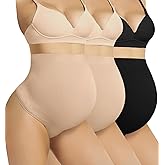 Boguish Seamless Maternity Shapewear Over Belly Support Thong High Waist Underwear Panties for Pregnancy