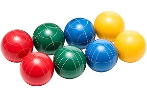 VEVOR Bocce Ball Set, 107 mm, with 8 Resin Balls, Pallino, Carrying Bag and Measuring Rope, Red/Green/Blue/Yellow 4 Colors, f