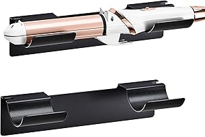 LOXSUN 2 PCS Wall Mount Curling Iron Holder and Hair Tool Organizer with Adhesive, Multifunctional Hot Flat Iron and Hair Straightener Holder Storage Stand for Vanity, Cabinet and Wall, Black