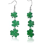 Artlunar ST. Patricks Day Earrings Sparkly Acrylic Green Shamrock Dangle Earrings for Women St. Patrick's Gifts Festival Irish Costumes Party Accessories
