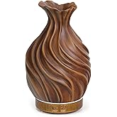 200ml Essential Oil Diffuser for Home, Wood Grain Cover Aromatherapy Diffuser, Cool Mist Humidifier with Safe Auto Shut-Off and 2 Mist Modes & 7 Color LED Night Lights for Office Room (VASE01)