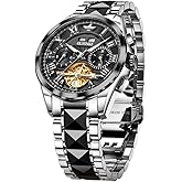 OUPINKE Watches for Men Automatic Skeleton Self Winding Dress Wrist WatchBusiness Waterproof Luminous Tungsten…