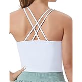 THE GYM PEOPLE Women's Cross Back Sports Bra Halter Neck Workout Crop Tank Tops with Removable Pads