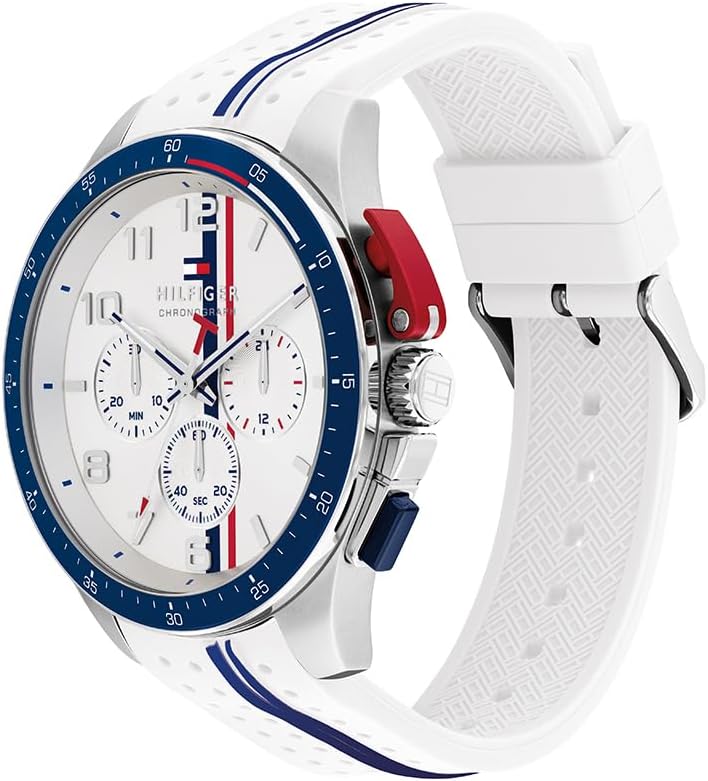 Orologio con Cronografo al Quarzoda Uomo con Cinturino in Silicone Bianco - 1792167