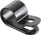 GTSE 100 Pack Black Nylon P-Clips 9.5mm Diameter Plastic Cable Clips