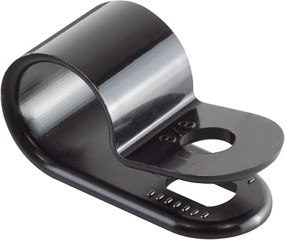 GTSE 100 Pack Black Nylon P-Clips 9.5mm Diameter Plastic Cable Clips