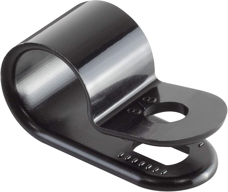 GTSE 100 Pack Black Nylon P-Clips 9.5mm Diameter Plastic Cable Clips