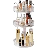 360 Rotating Makeup Organizer and Storage for Vanity Countertop 3 Tiers, High Capacity Cosmetic Skincare Perfume Organizers for Dresser Bathroom Lazy Susan