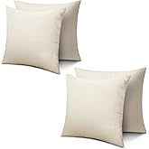 WANZELONYO Decorative Throw Pillow Covers Blank Set of 4 18x18 Inch Cushion Covers Linen Square Couch Pillow Case Off-White