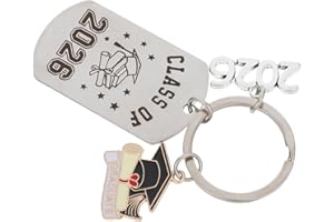 TINEASUR 4pcs Graduation Keychain Set Class of 2026 Stainless Steel Cap Charms for Senior College Graduation