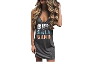 ORIENTAL PEARL Summer Dresses for Women 2023 V Neck Sleeveless Tank Dress Beach Sun Mini Short Dresses