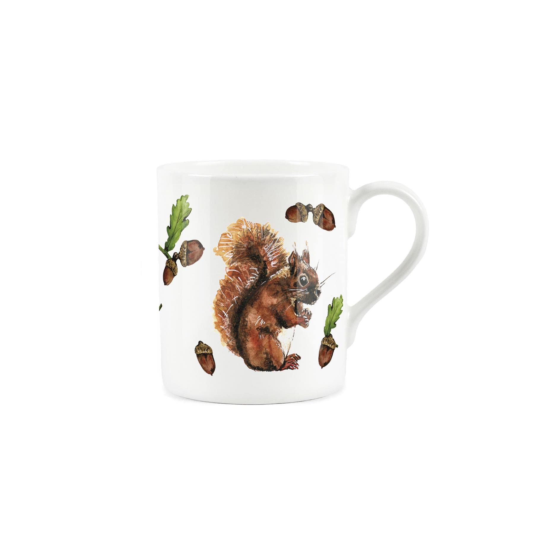 Purely Home Red Squirrel Watercolour Painted Mug by Rhiannon Chauncey - Small Fine Bone China White Mug Coffee/Tea Present Gift