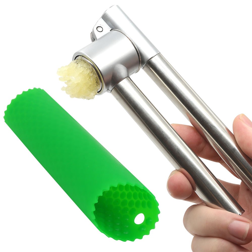 The SuCoo Garlic Press and Garlic Peeler Set, Stainless Steel