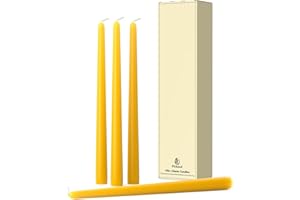 Pickood 10-Inch Tall Dripless Taper Candles Set of 4 - Lemon Yellow Tapered Candles, Perfect for Spring - Smokeless, Unscented, Long Burning - Hand Poured, Colored Tall Candlesticks - Lemon