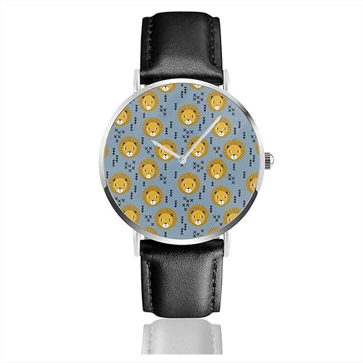 Montre Bracelet A Quartz Bleu Avec Tete De Lion Pour Enfants Creche Bebe Garcon Montre Decontractee Avec Bracelet En Cuir Noir Amazon Fr Montres