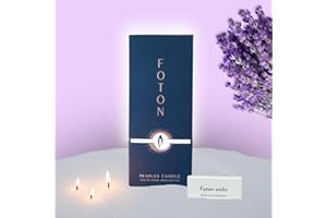 Foton Pearled Candle 18 Oz - Lavender Love Scented Non Toxic Luxury Long Lasting Powder Candles up to 120 Hours - Refillable Candle Sand with 30 Wicks for Candle Making