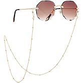 PEARLADA 18K Gold Plated Eyeglass Chain Sunglasses Strap Holder Reading Glasses Retainer