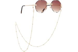 PEARLADA 18K Gold Eyeglass Chain Sunglasses Strap Holder Reading Glasses Retainer Gold Beaded Chain String Cord Lanyard