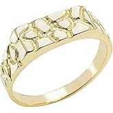 10K Rose, White or Yellow Gold Nugget Pinky Ring or Flat Signet Band - Choice of Gold Color