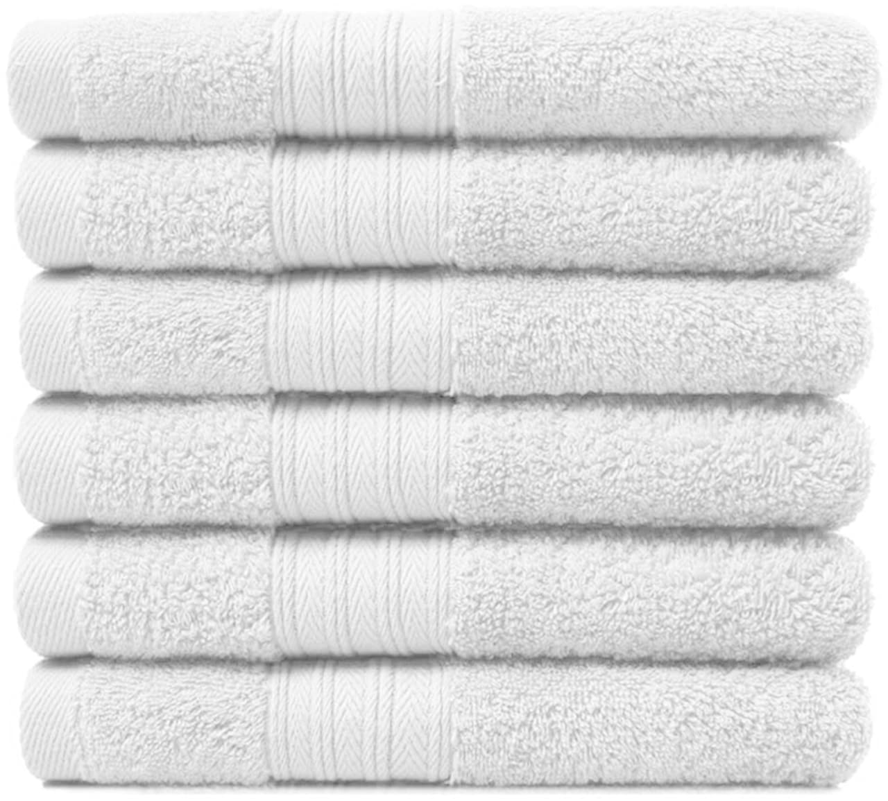 EDB Set of 6 Pack Guest Towels 100% Egyptian Cotton Quick Dry Highly Absorbent 600-GSM Super Soft Premium Hotel Quality 30 x 50 cm (White)