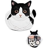 GKIOYRO Cute Kitty Drawstring Makeup Bag, Cat Themed Gift for Women, Large Tuxedo Cat Cosmetic Bag