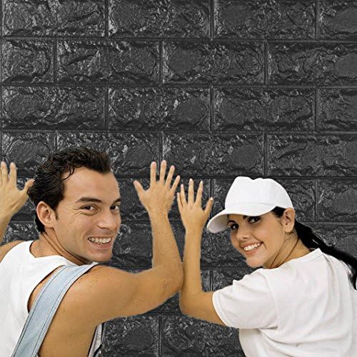 Tharv 3D Self-adhesive PE Foam Wallpaper Wall Sticker, Lifelike Embossed Brick Stone, Soft Anti-collision Child, Noise Reduction Modern Wall Art Decoration, 23.5"x11.8"x 0.3" (gray)