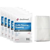 Dealmed Multi-Trauma Dressing - 12" x 30" Sterile Emergency Pad - 5 Count | Moisture Resistant Barrier, Individually Wrapped, For Burns Lacerations Fractures, Whole Body Use, Emergency First Aid
