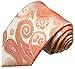Paul Malone Necktie, Pocket Square and Cufflinks 100% Silk Coral Paisley