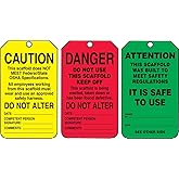 Accuform TSS200CTP PF-Cardstock Scaffold Status Tag, Legend "Danger/Caution/Attention", 5.75" Length x 3.25" Width x 0.010" T