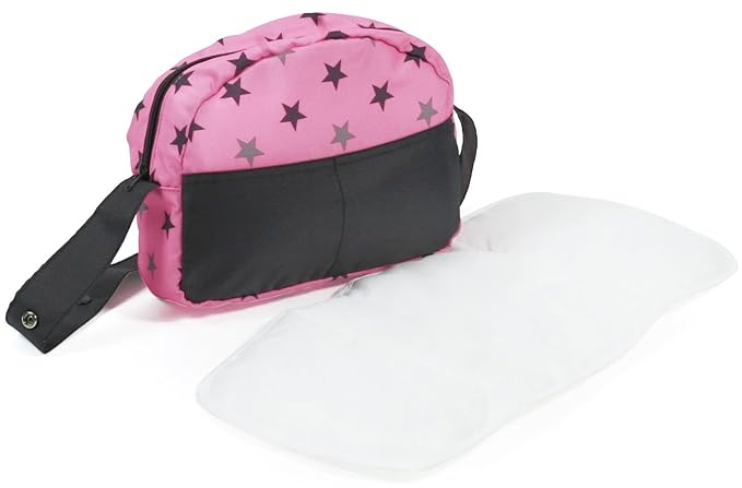 Bayer Chic 2000 853 83 Wickeltasche, Puppen-Zubehör, Sternchen grau, rosa