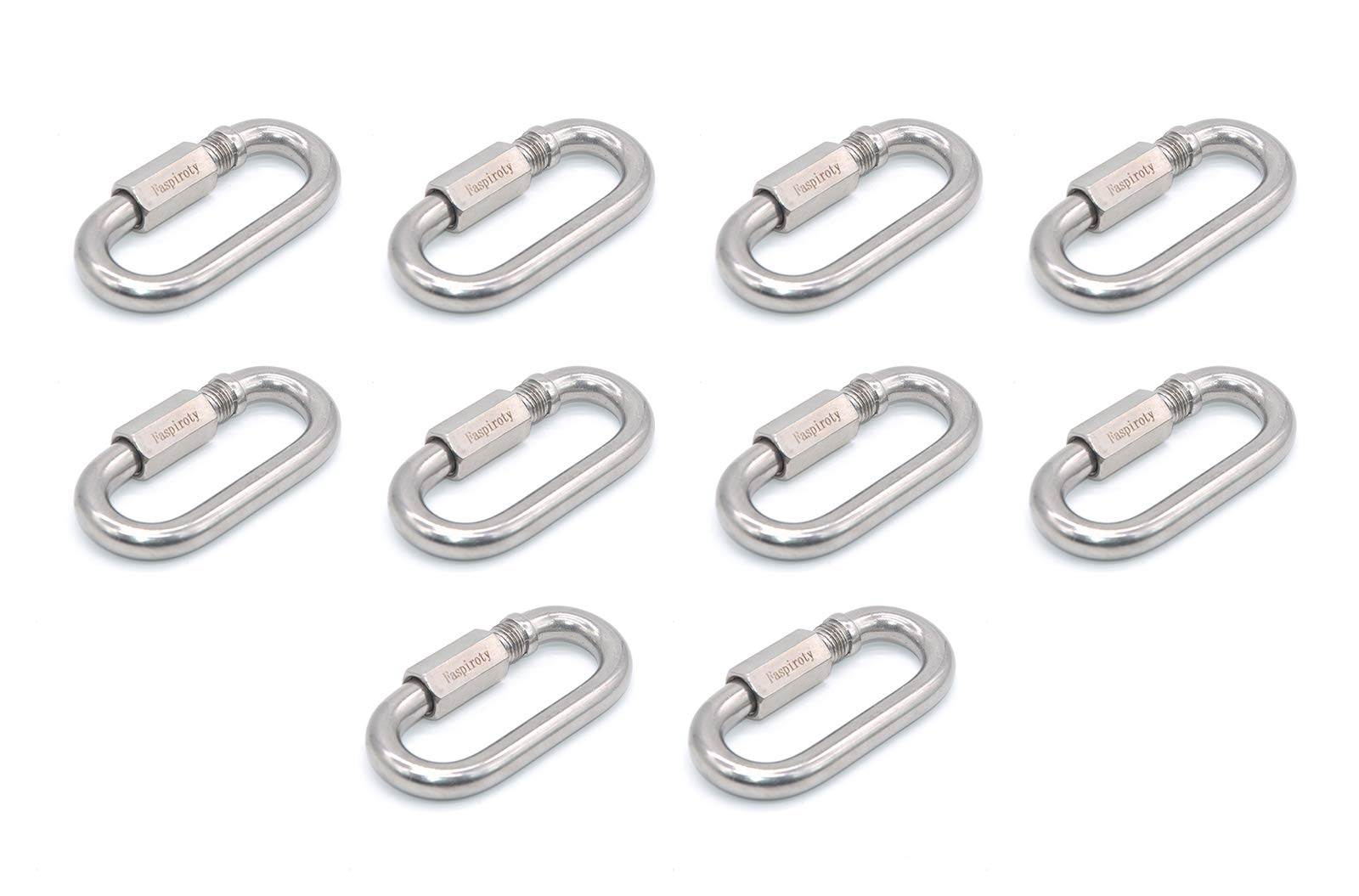Faspiroty 10 pcs M6 Locking Carabiner Clip Small Quick Link Chain Connector Lock Ring Keychain Buckle