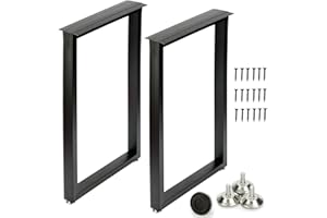 HOMEKAYT Metal Table Legs 28''Hight 17.7'' Wide Heavy Duty Furniture Legs, Modern Desk Legs Multiple Uses for Dinning Table Coffee Table (Rectangle Shape, 2pcs)-Black
