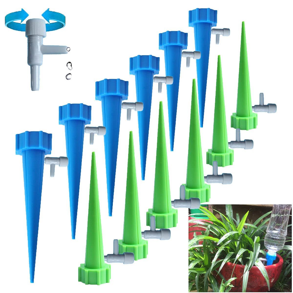 TX Pack of 10 Automatic Watering Set Plant Watering Devices for Potted Plants, Garden Plants, Flowers Watering, Suitable for Caring for Your Indoor & Outdoor Home Plants